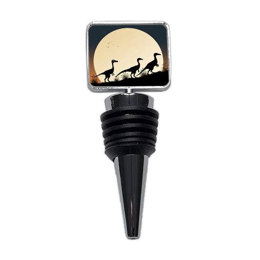 Troodon Silhouettes Dinosaurs Wine Bottle Stopper