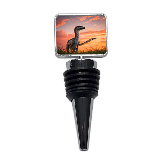 Troodon Sunset Sunrise Dinosaur Wine Bottle Stopper