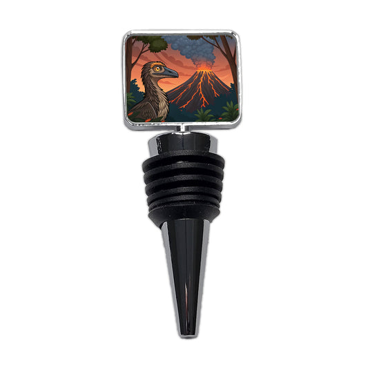 Troodon Volcano Dinosaur Wine Bottle Stopper