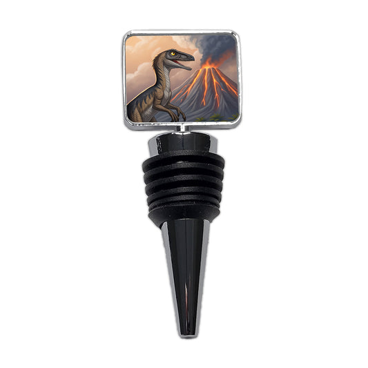 Troodon Volcano Erupting Dinosaur Wine Bottle Stopper