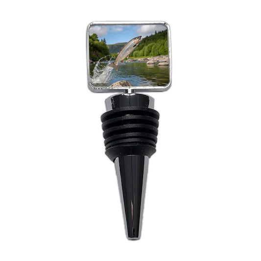 Trout Fish Jumping Fishing River Wine Bottle Stopper