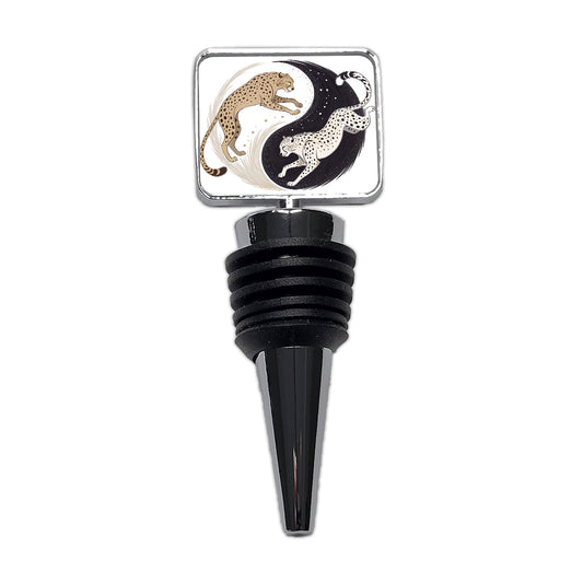 Two Cheetahs Yin Yang Wine Bottle Stopper