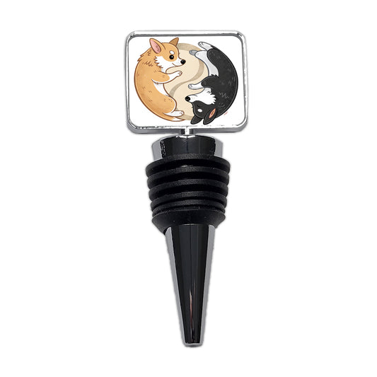 Two Corgis Yin Yang Dogs Cute Wine Bottle Stopper