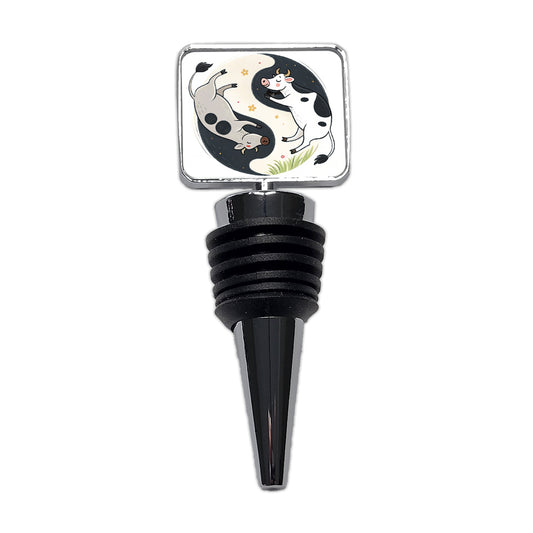 Two Cows Yin Yang Wine Bottle Stopper