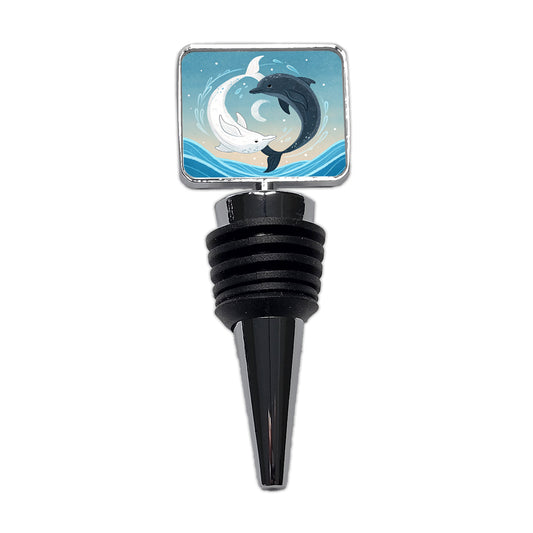 Two Dolphins Yin Yang Dark Light Wine Bottle Stopper