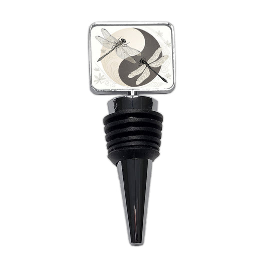 Two Dragonflies Yin Yang Wine Bottle Stopper