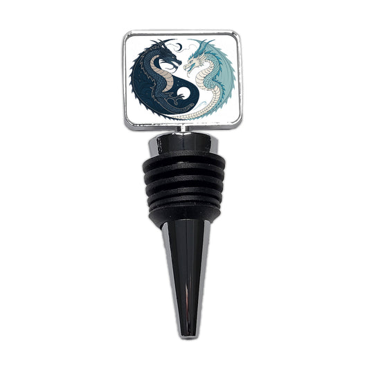 Two Dragons Yin Yang Dark Light Wine Bottle Stopper
