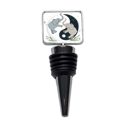 Two Elephants Yin Yang Cute Wine Bottle Stopper