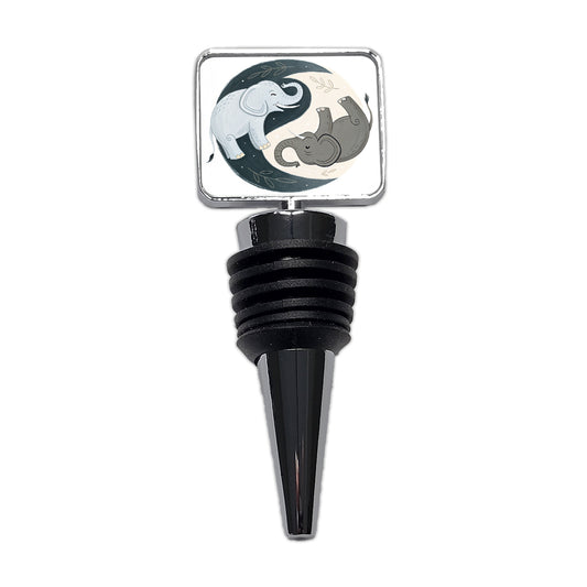 Two Elephants Yin Yang Wine Bottle Stopper