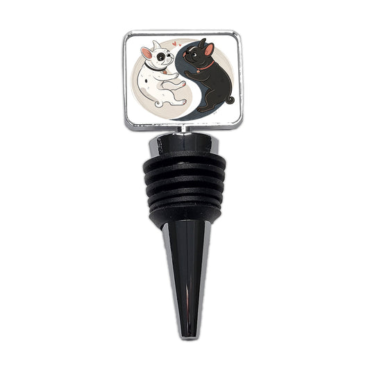 Two French Bulldogs Yin Yang Dark Light Wine Bottle Stopper