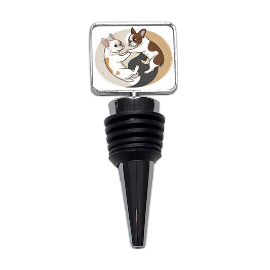 Two French Bulldogs Yin Yang Wine Bottle Stopper