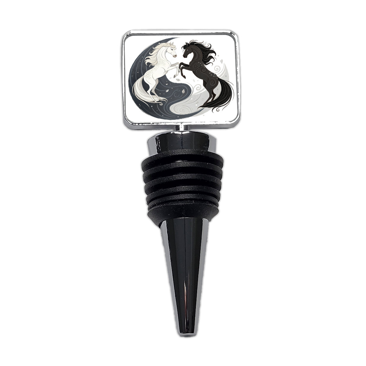 Two Horses Yin Yang Dark Light Wine Bottle Stopper