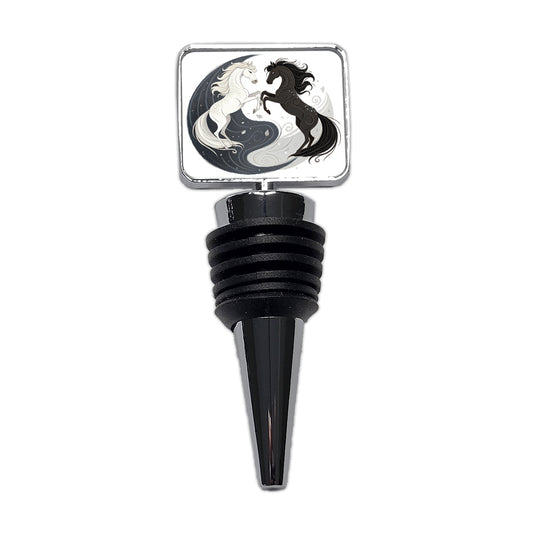 Two Horses Yin Yang Dark Light Wine Bottle Stopper