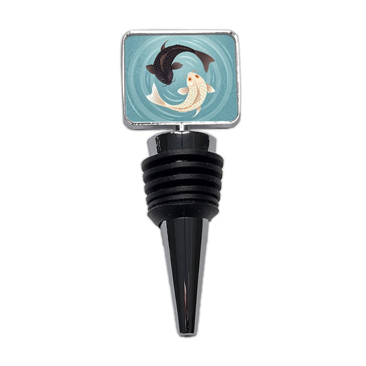 Two Koi Yin Yang Wine Bottle Stopper