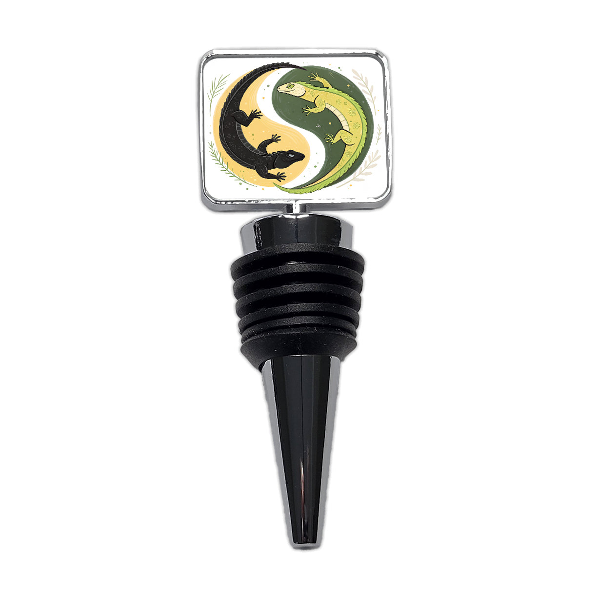 Two Komodo Dragons Yin Yang Wine Bottle Stopper