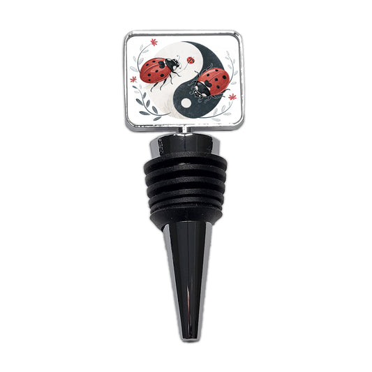 Two Ladybugs Yin Yang Cute Wine Bottle Stopper