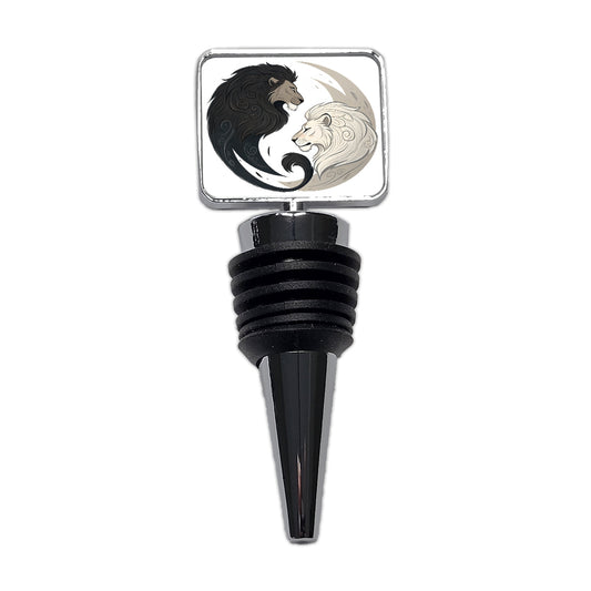 Two Lions Yin Yang Wine Bottle Stopper