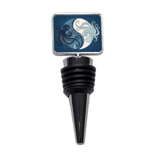 Two Octopus Yin Yang Blues Wine Bottle Stopper