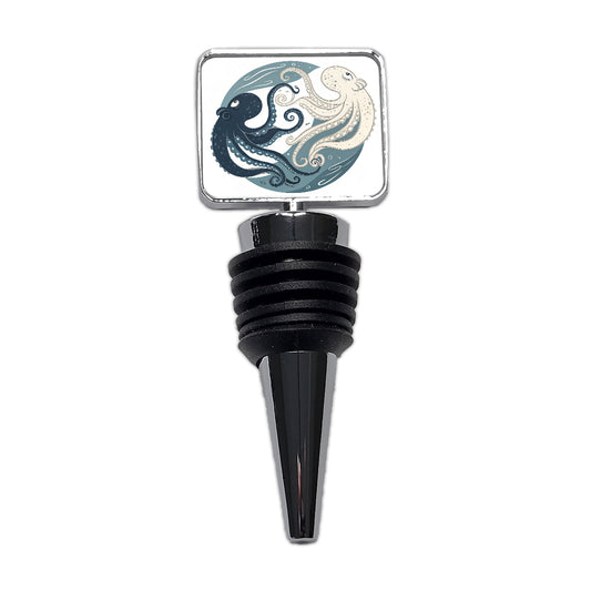 Two Octopus Yin Yang Wine Bottle Stopper