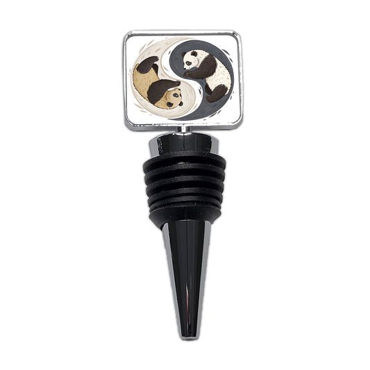 Two Pandas Yin Yang Wine Bottle Stopper