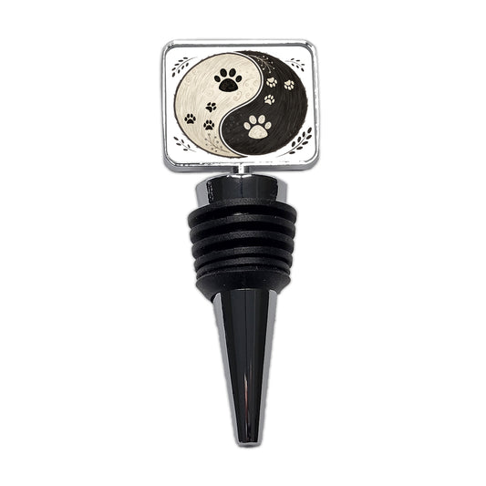 Two Paw Prints Yin Yang Dark Light Wine Bottle Stopper