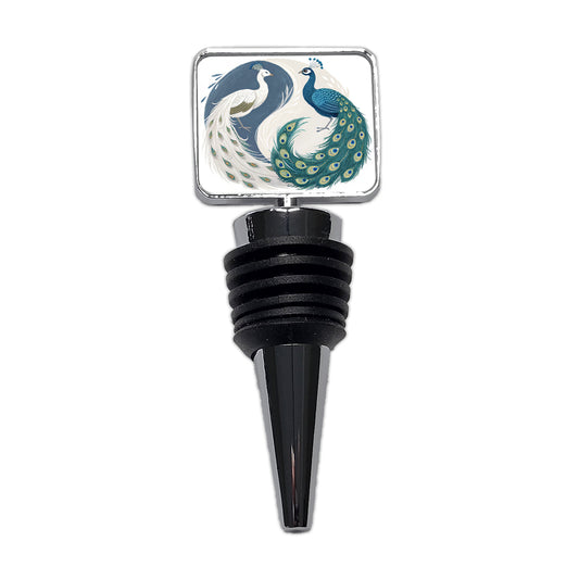 Two Peacocks Yin Yang Wine Bottle Stopper