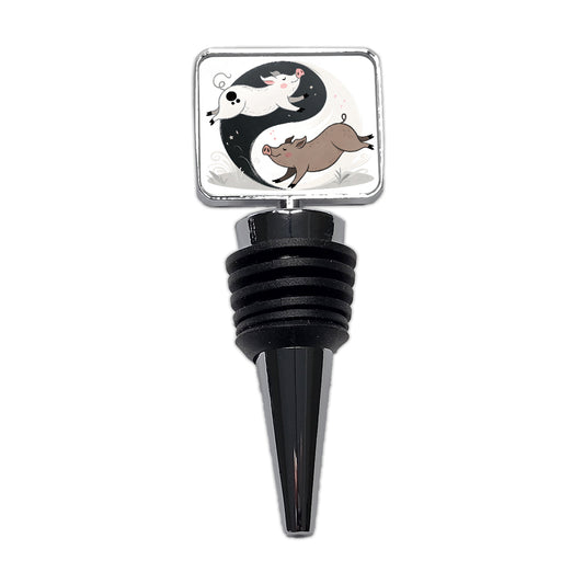 Two Pigs Yin Yang Wine Bottle Stopper