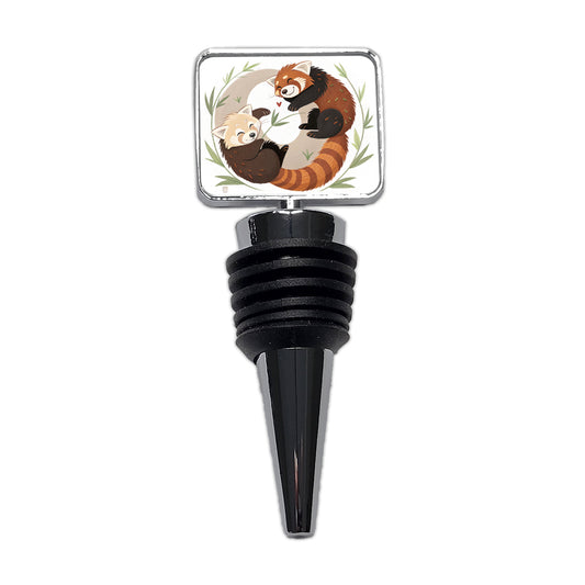 Two Red Pandas Yin Yang Wine Bottle Stopper