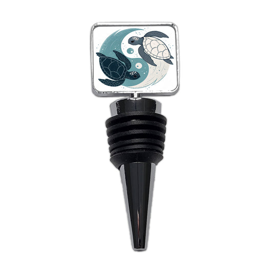 Two Turtles Yin Yang Swimming Wine Bottle Stopper