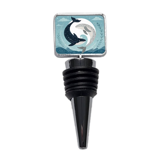 Two Whales Yin Yang Ocean Sky Wine Bottle Stopper