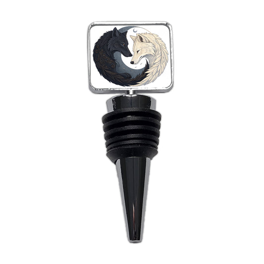 Two Wolves Yin Yang Wine Bottle Stopper