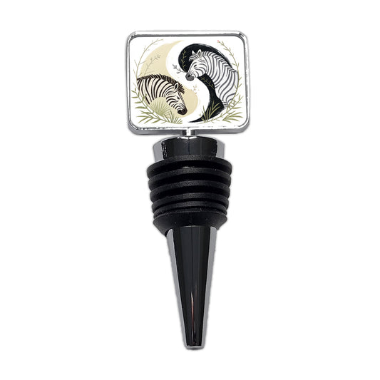 Two Zebras Yin Yang Wine Bottle Stopper