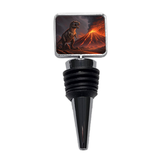 Tyrannosaurus T-Rex Dinosaur Volcano Lava Wine Bottle Stopper