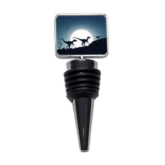 Velociraptor Silhouettes Dinosaurs Wine Bottle Stopper
