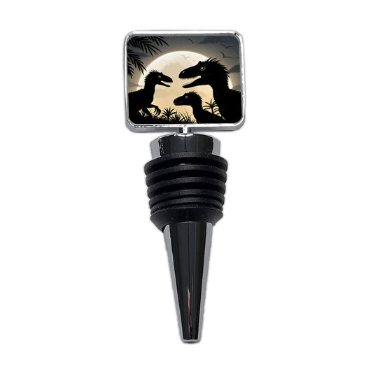 Velociraptor Silhouettes Night Dinosaur Wine Bottle Stopper