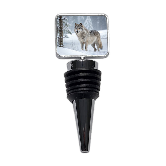 Wolf In Snow Scene Stunning Wine Bottle Stopper