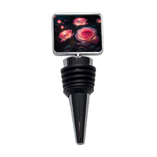 Glowing Pink Roses Beautiful Flowers Wine Bottle Stopper