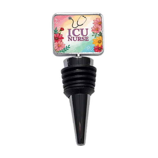 ICU Nurse Appreciation Stethoscope Flowers Floral Wine Bottle Stopper