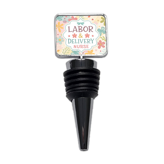 Labor & Delivery Nurse Appreciation Coquette Bows Flowers Wine Bottle Stopper