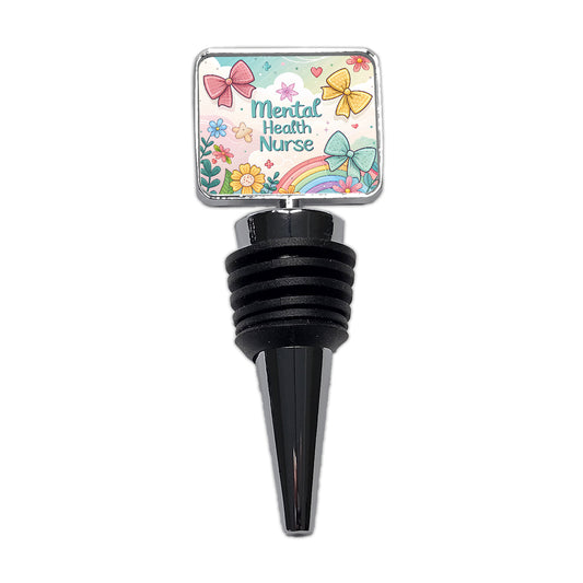 Mental Health Nurse Appreciation Coquette Bows Flowers Wine Bottle Stopper