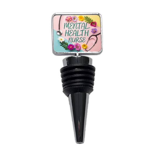 Mental Health Nurse Appreciation Stethoscope Flowers Wine Bottle Stopper