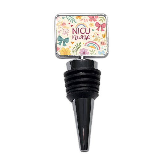 NICU Neonatal Nurse Appreciation Coquette Bows Flowers Wine Bottle Stopper