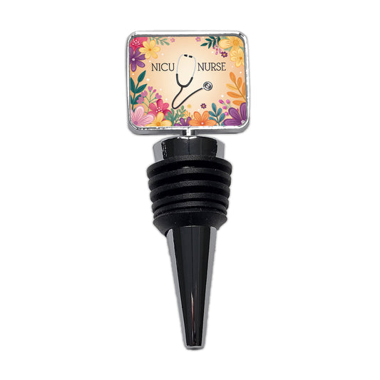 NICU Neonatal Nurse Appreciation Stethoscope Flowers Wine Bottle Stopper