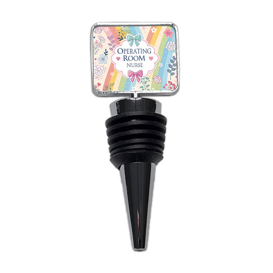 Operating Room Nurse Appreciation Coquette Bows Flowers Wine Bottle Stopper