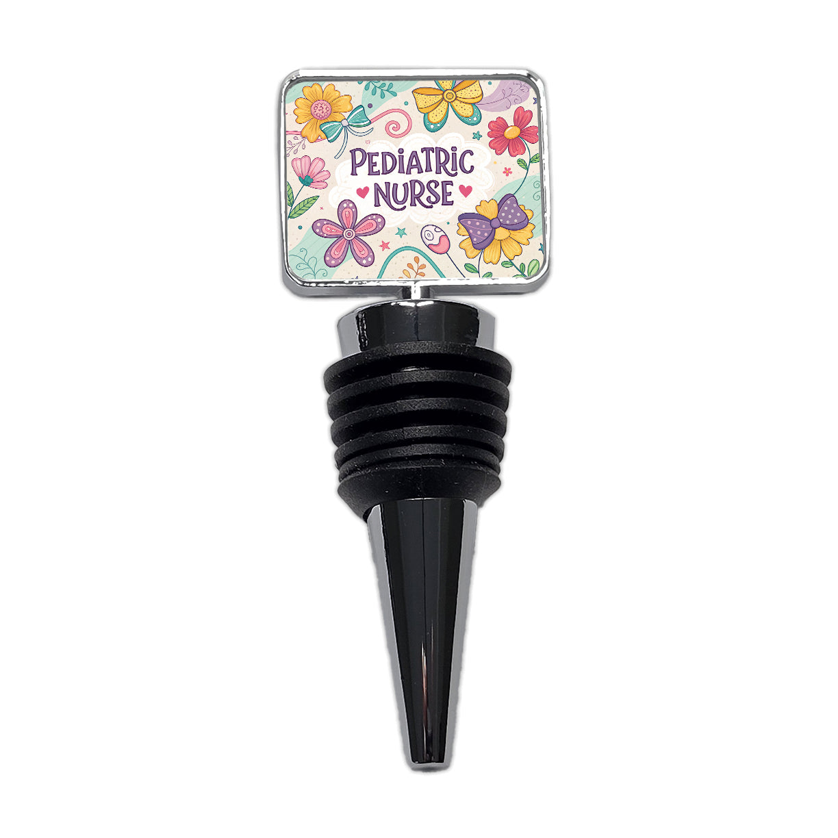 Pediatric Nurse Appreciation Coquette Bows Flowers Wine Bottle Stopper