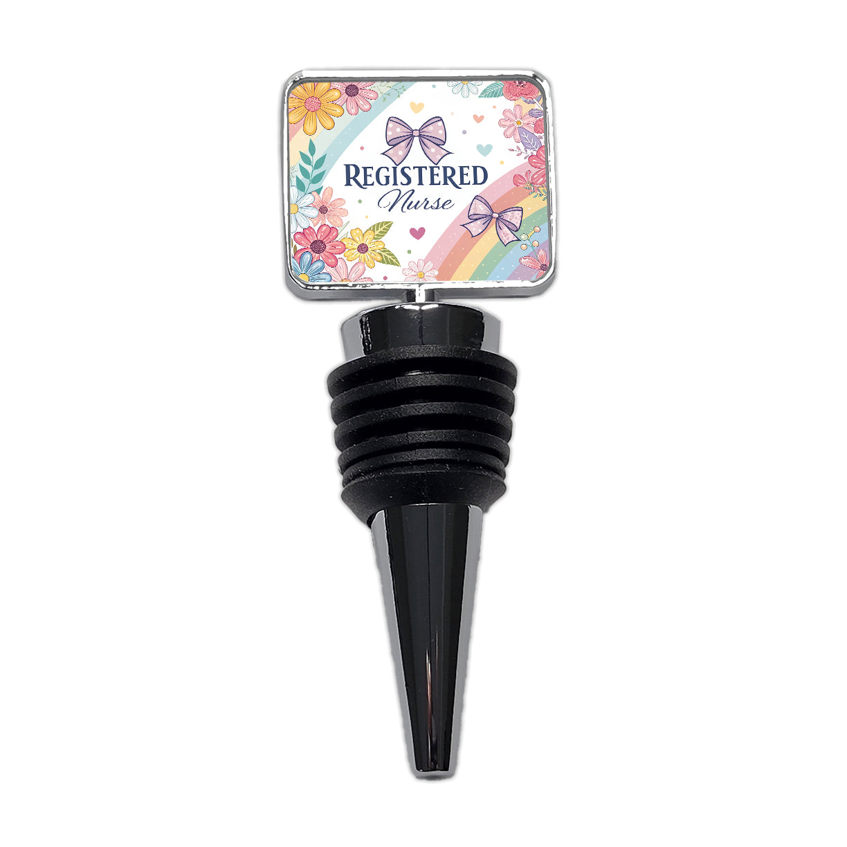 Registered Nurse RN Appreciation Coquette Bows Flowers Floral Wine Bottle Stopper