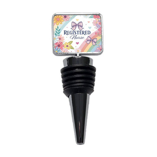 Registered Nurse RN Appreciation Coquette Bows Flowers Floral Wine Bottle Stopper