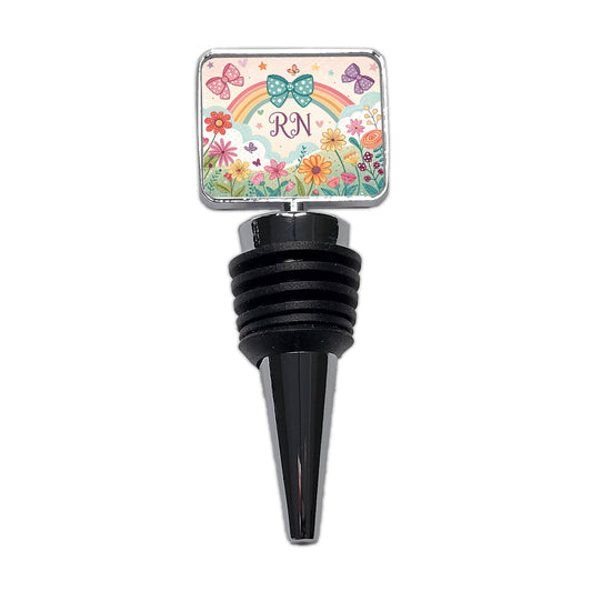 RN Registered Nurse Appreciation Coquette Bows Flowers Wine Bottle Stopper