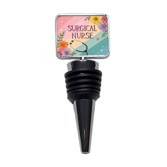 Surgical Nurse Appreciation Stethoscope Flowers Wine Bottle Stopper