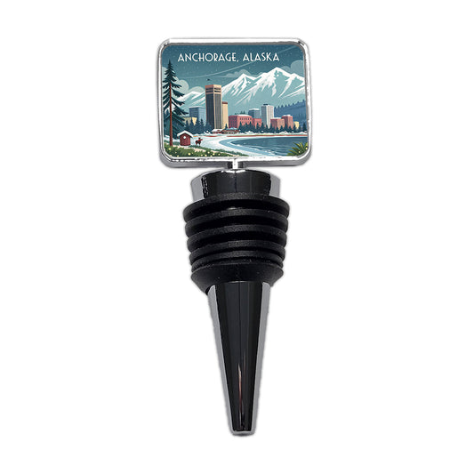 Anchorage, Alaska AK Travel City State Stamp Wine Bottle Stopper